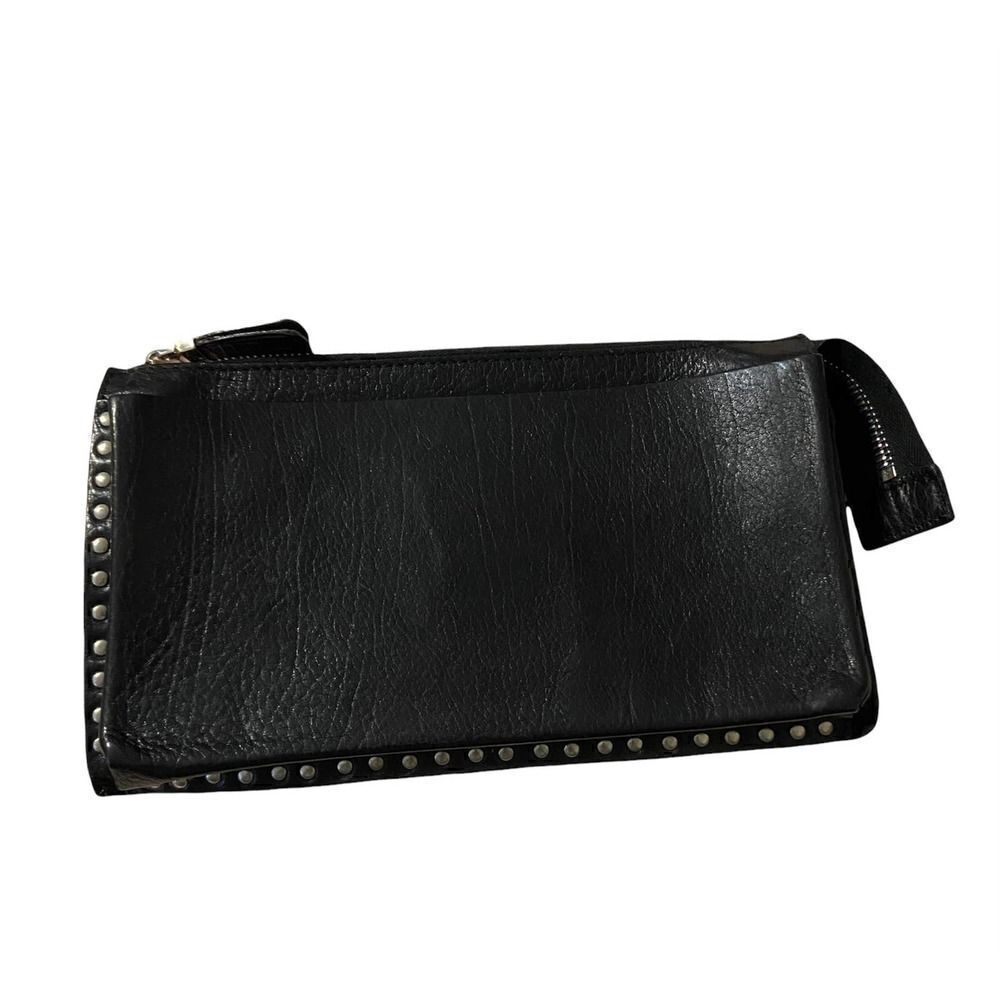 Bally Black Pebbled Leather Studded Clutch